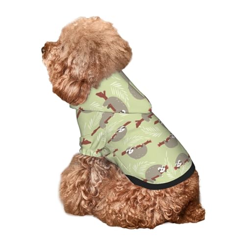 Kuilepa Hunde-Kapuzenpullover mit Zweig-Faultier-Aufdruck, Sicherheits-Hundekleidung, Hunde-Kapuzenpullover für kleine, mittelgroße und große Hunde (Größe XS-XXL) von Kuilepa