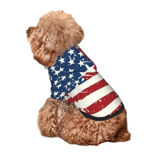 Kuilepa Hunde-Kapuzenpullover mit amerikanischer Flagge, Vintage-Stil, Sicherheits-Hundekleidung, Hunde-Kapuzenpullover für kleine, mittelgroße und große Hunde (Größe XS-XXL) von Kuilepa