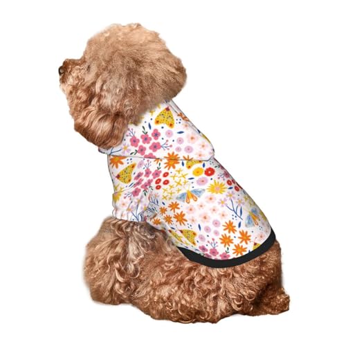 Kuilepa Hunde-Kapuzenpullover mit buntem Blumendruck, Sicherheits-Hundekleidung, Hunde-Kapuzenpullover für kleine, mittelgroße und große Hunde (Größe XS-XXL) von Kuilepa