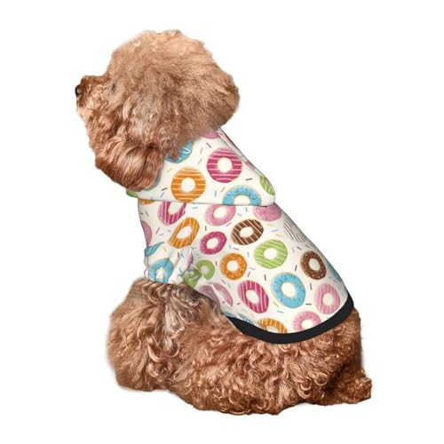 Kuilepa Hunde-Kapuzenpullover mit buntem Donuts-Aufdruck, Sicherheits-Hundekleidung, Hunde-Kapuzenpullover für kleine, mittelgroße und große Hunde (Größe XS-XXL) von Kuilepa