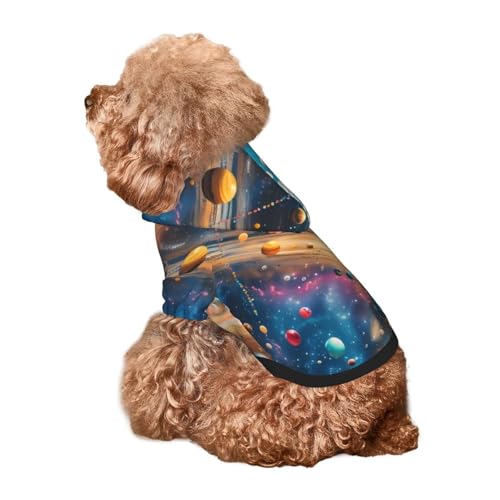 Kuilepa Hunde-Kapuzenpullover mit buntem Planeten-Universum-Aufdruck, Sicherheits-Hundekleidung, Hunde-Kapuzenpullover für kleine, mittelgroße und große Hunde (Größe XS-XXL) von Kuilepa