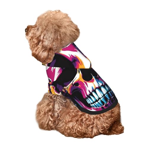 Kuilepa Hunde-Kapuzenpullover mit buntem Totenkopf-Aufdruck, Sicherheits-Hundekleidung, Hunde-Kapuzenpullover für kleine, mittelgroße und große Hunde (Größe XS-XXL) von Kuilepa