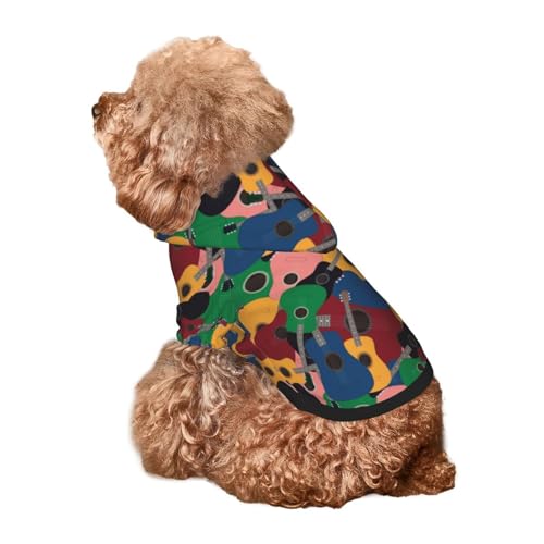 Kuilepa Hunde-Kapuzenpullover mit farbigem Gitarren-Aufdruck, Sicherheits-Hundekleidung, Hunde-Kapuzenpullover für kleine, mittelgroße und große Hunde (Größe XS - XXL) von Kuilepa