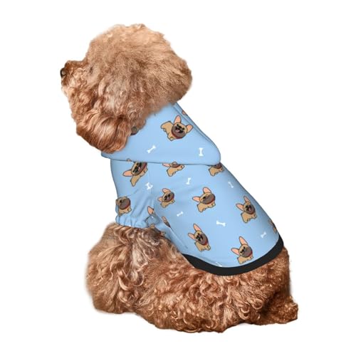 Kuilepa Hunde-Kapuzenpullover mit französischer Bulldogge, für kleine, mittelgroße und große Hunde, Braun, Größe XS - XXL von Kuilepa