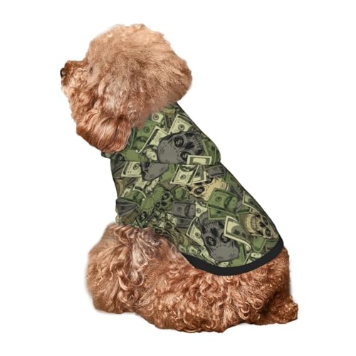 Kuilepa Hunde-Kapuzenpullover mit grünem Totenkopf-Aufdruck, Sicherheits-Hundekleidung, Hunde-Kapuzenpullover für kleine, mittelgroße und große Hunde (Größe XS-XXL) von Kuilepa