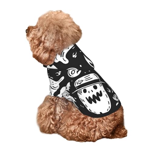 Kuilepa Hunde-Kapuzenpullover mit gruseligem Geisteraufdruck, Sicherheits-Hundepullover, Hundekleidung, Hunde-Kapuzenpullover für kleine, mittelgroße und große Hunde (Größe XS-XXL) von Kuilepa