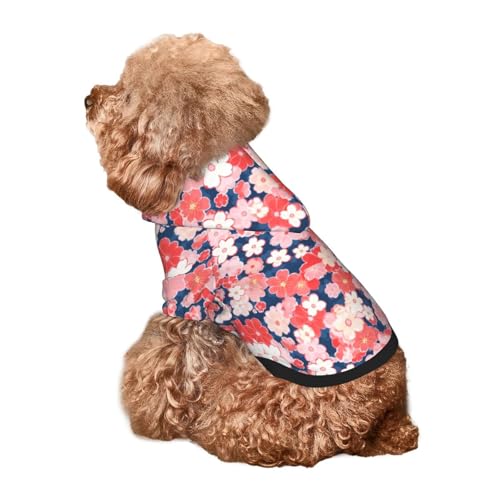 Kuilepa Hunde-Kapuzenpullover mit japanischem Kirschblüten-Aufdruck, Sicherheits-Hundekleidung, Hunde-Kapuzenpullover für kleine, mittelgroße und große Hunde (Größe XS-XXL) von Kuilepa