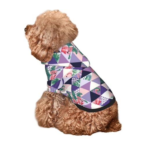 Kuilepa Hunde-Kapuzenpullover mit kariertem Flamingo-Druck, Sicherheits-Hundekleidung, Hunde-Kapuzenpullover für kleine, mittelgroße und große Hunde (Größe XS-XXL) von Kuilepa