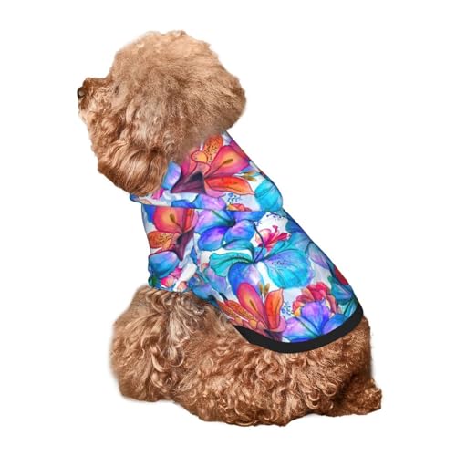 Kuilepa Hunde-Kapuzenpullover mit leuchtendem Blumendruck, Sicherheits-Hundekleidung, Hunde-Kapuzenpullover für kleine, mittelgroße und große Hunde (Größe XS-XXL) von Kuilepa