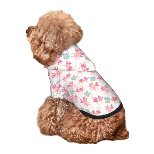 Kuilepa Hunde-Kapuzenpullover mit niedlichem Axolotl-Aufdruck, Sicherheits-Hundekleidung, Hunde-Kapuzenpullover für kleine, mittelgroße und große Hunde (Größe XS-XXL) von Kuilepa
