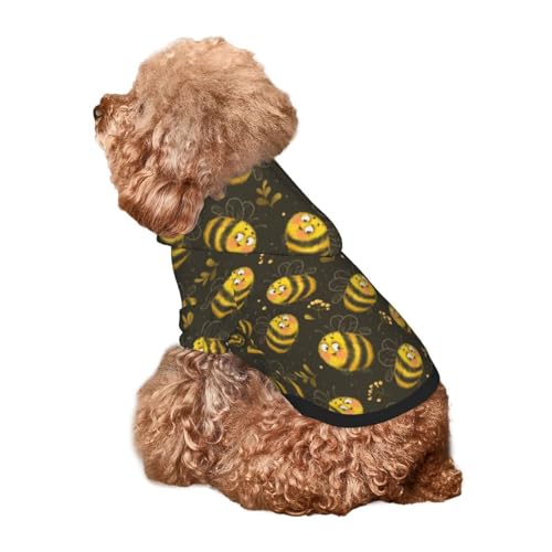 Kuilepa Hunde-Kapuzenpullover mit niedlichem Cartoon-Bienen-Druck, Sicherheits-Hundekleidung, Hunde-Kapuzenpullover für kleine, mittelgroße und große Hunde (Größe XS-XXL) von Kuilepa