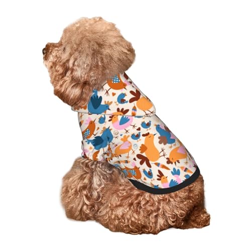 Kuilepa Hunde-Kapuzenpullover mit niedlichem Hühner-Aufdruck, Sicherheits-Hundekleidung, Hunde-Kapuzenpullover für kleine, mittelgroße und große Hunde (Größe XS-XXL) von Kuilepa