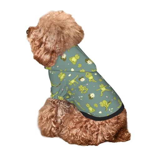 Kuilepa Hunde-Kapuzenpullover mit niedlichem Yoga-Frosch-Aufdruck, Sicherheits-Hundekleidung, Hunde-Kapuzenpullover für kleine, mittelgroße und große Hunde (Größe XS-XXL) von Kuilepa