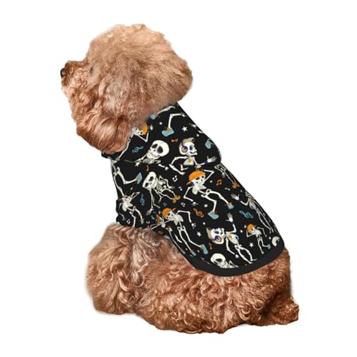 Kuilepa Hunde-Kapuzenpullover mit tanzendem Skelett-Party-Druck, Sicherheits-Hundepullover, Hundekleidung, Hunde-Kapuzenpullover für kleine, mittelgroße und große Hunde (Größe XS-XXL) von Kuilepa
