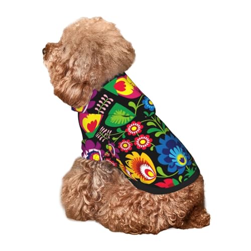 Kuilepa Hunde-Kapuzenpullover mit traditionellem Blumenmuster und poliertem Druck, Sicherheits-Hundekleidung, Hunde-Kapuzenpullover für kleine, mittelgroße und große Hunde (Größe XS-XXL) von Kuilepa