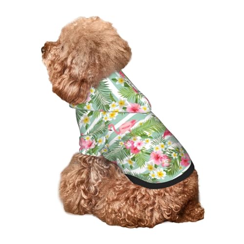 Kuilepa Hunde-Kapuzenpullover mit tropischem Flamingo-Druck, Sicherheits-Hundekleidung, Hunde-Kapuzenpullover für kleine, mittelgroße und große Hunde (Größe XS-XXL) von Kuilepa