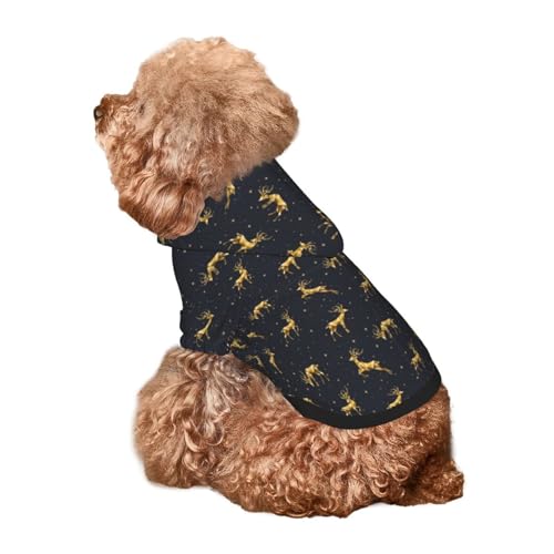 Kuilepa Hunde-Kapuzenpullover mit weihnachtlichem Hirschaufdruck, Sicherheits-Hundekleidung, Hunde-Kapuzenpullover für kleine, mittelgroße und große Hunde (Größe XS-XXL) von Kuilepa