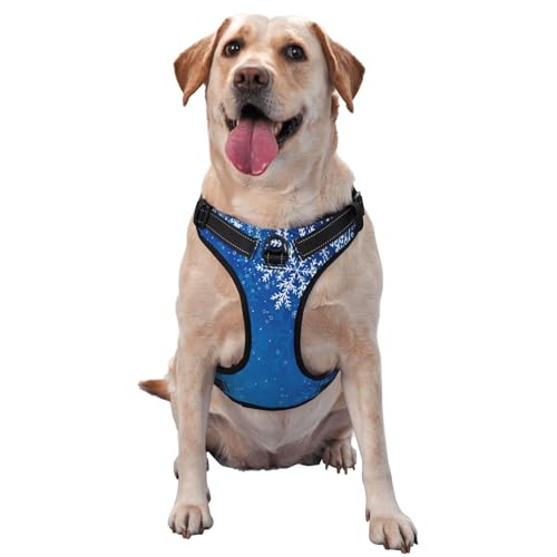 Kuilepa Hundegeschirr, kein Ziehen, verstellbar, reflektierend, Oxford-Gewebe, einfache Kontrolle, Größe M, L, Blau mit Schneeflocken Kuilepa Hundegeschirr, kein Ziehen, verstellbar, reflektierend, Oxford-Gewebe, einfache Kontrolle, Größe M, L, Blau mit Schneeflocken von Kuilepa
