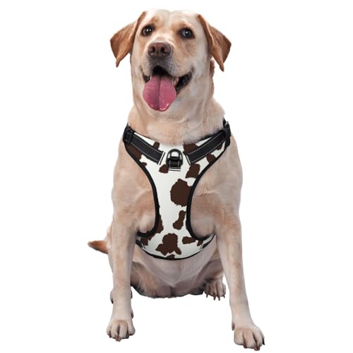 Kuilepa Hundegeschirr, kein Ziehen, verstellbar, reflektierend, Oxford-Gewebe, einfache Kontrolle, Größe M, L, Braun Kuh von Kuilepa