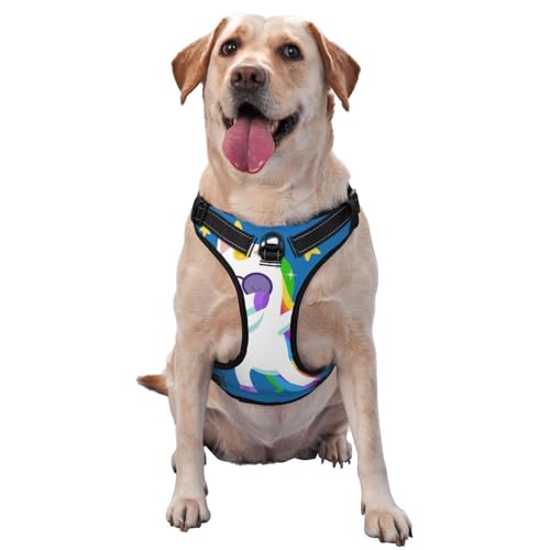 Kuilepa Hundegeschirr, kein Ziehen, verstellbar, reflektierend, Oxford-Gewebe, einfache Kontrolle, Größe M, L, Cooles Einhorn-Stern, goldfarben Kuilepa Hundegeschirr, kein Ziehen, verstellbar, reflektierend, Oxford-Gewebe, einfache Kontrolle, Größe M, L, Cooles Einhorn-Stern, goldfarben von Kuilepa
