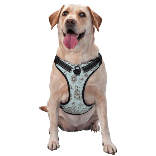 Kuilepa Hundegeschirr, kein Ziehen, verstellbar, reflektierend, Oxford-Gewebe, einfache Kontrolle, Größe M, L, Piraten-Abenteuerkarte Kuilepa Hundegeschirr, kein Ziehen, verstellbar, reflektierend, Oxford-Gewebe, einfache Kontrolle, Größe M, L, Piraten-Abenteuerkarte von Kuilepa