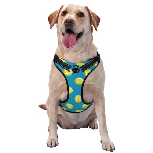 Kuilepa Hundegeschirr, kein Ziehen, verstellbar, reflektierend, Oxford-Gewebe, einfache Kontrolle, Größe M, L, Tennisball von Kuilepa