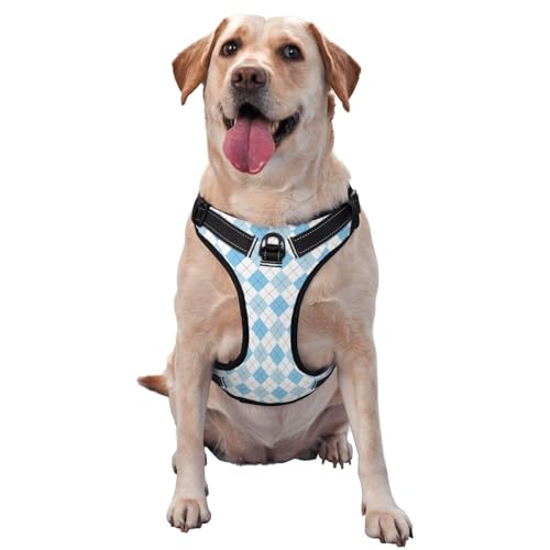 Kuilepa Hundegeschirr, kein Ziehen, verstellbar, reflektierend, Oxford-Gewebe, einfache Kontrolle, Größe M, L, kariert, Blau und Weiß Kuilepa Hundegeschirr, kein Ziehen, verstellbar, reflektierend, Oxford-Gewebe, einfache Kontrolle, Größe M, L, kariert, Blau und Weiß von Kuilepa