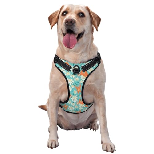 Kuilepa Hundegeschirr, kein Ziehen, verstellbar, reflektierend, Oxford-Gewebe, einfache Kontrolle, Größe M, L, niedliches Faultier auf Blumenbaum Kuilepa Hundegeschirr, kein Ziehen, verstellbar, reflektierend, Oxford-Gewebe, einfache Kontrolle, Größe M, L, niedliches Faultier auf Blumenbaum von Kuilepa