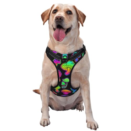 Kuilepa Hundegeschirr, kein Ziehen, verstellbar, reflektierend, Oxford-Gewebe, einfache Kontrolle, Größe M, helle Pilze Kuilepa Hundegeschirr, kein Ziehen, verstellbar, reflektierend, Oxford-Gewebe, einfache Kontrolle, Größe M, helle Pilze von Kuilepa