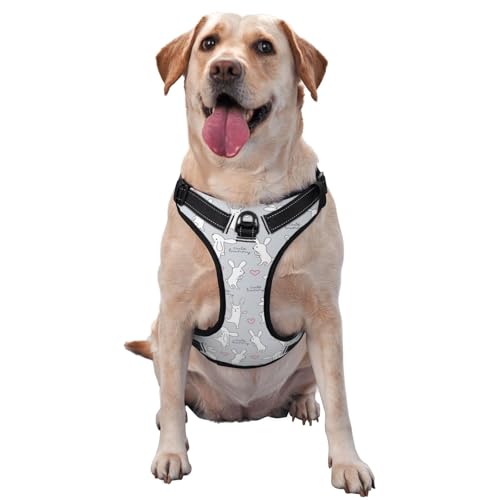 Kuilepa Hundegeschirr, kein Ziehen, verstellbar, reflektierend, Oxford-Stoff, einfache Kontrolle, Größe M, L, lustiges Kaninchen Kuilepa Hundegeschirr, kein Ziehen, verstellbar, reflektierend, Oxford-Stoff, einfache Kontrolle, Größe M, L, lustiges Kaninchen von Kuilepa