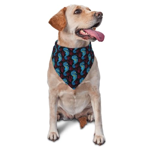 Kuilepa Hundehalstuch, Motiv: Blaues Seepferdchen, Geburtstagsgeschenk, waschbar, Weihnachts-Bandana, Schal für kleine bis große Hunde, Welpen, Katzen Kuilepa Hundehalstuch, Motiv: Blaues Seepferdchen, Geburtstagsgeschenk, waschbar, Weihnachts-Bandana, Schal für kleine bis große Hunde, Welpen, Katzen von Kuilepa