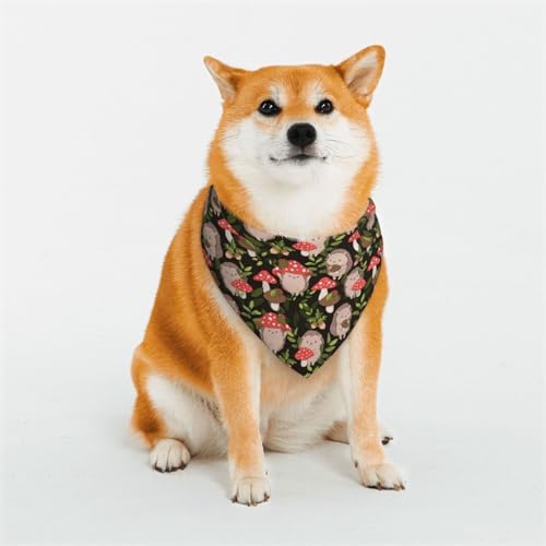 Kuilepa Hundehalstuch, Motiv: Edgehog und Pilze, Geburtstagsgeschenk, waschbar, Bandana für kleine bis große Hunde, Welpen, Katzen, klein von Kuilepa