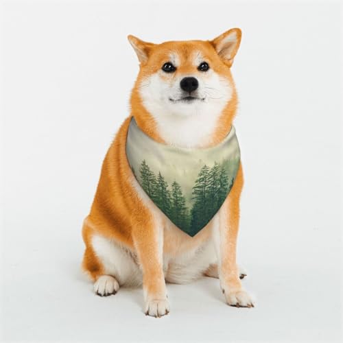 Kuilepa Hundehalstuch, Motiv: Nebelwald, Geburtstagsgeschenk, waschbar, für kleine bis große Hunde, Welpen, Katzen, klein von Kuilepa