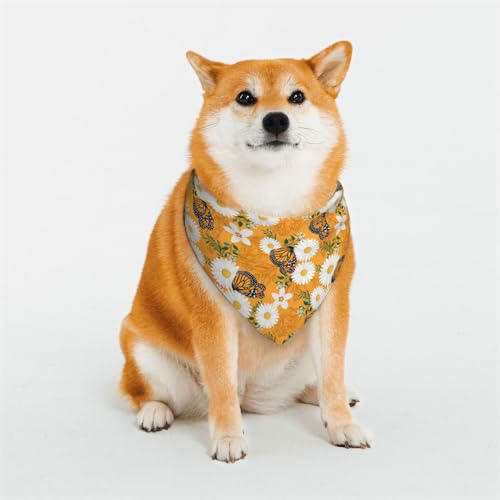 Kuilepa Hundehalstuch, Motiv: Weiße Blumen und Schmetterlinge, Geburtstagsgeschenk, waschbar, Bandana für kleine bis große Hunde, Welpen, Katzen, Größe M Kuilepa Hundehalstuch, Motiv: Weiße Blumen und Schmetterlinge, Geburtstagsgeschenk, waschbar, Bandana für kleine bis große Hunde, Welpen, Katzen, Größe M von Kuilepa
