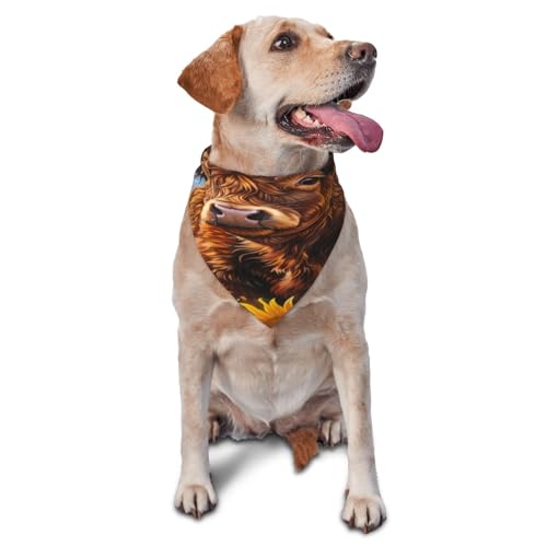 Kuilepa Hundehalstuch, Motiv: Wolkenhimmel, Sonnenblume, Kuh, Geburtstagsgeschenk, waschbar, Weihnachtsbandana, Schal für kleine bis große Hunde, Welpen, Katzen von Kuilepa