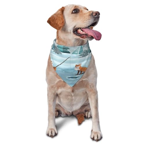 Kuilepa Hundehalstuch, Motiv: Zwerg und roter Fuchs, Fischer-Druck, Geburtstagsgeschenk, waschbar, Weihnachts-Bandana, Schal für kleine bis große Hunde, Welpen, Katzen von Kuilepa