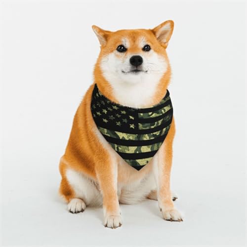 Kuilepa Hundehalstuch, Motiv: amerikanische Flagge, Camouflage, Geburtstagsgeschenk, waschbar, für kleine bis große Hunde, Welpen, Katzen, Größe M von Kuilepa