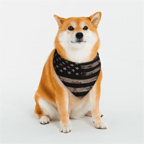 Kuilepa Hundehalstuch, Motiv: amerikanische Flagge mit Wüsten-Camouflage-Druck, Geburtstagsgeschenk, waschbar, Bandana für kleine bis große Hunde, Welpen, Katzen, Größe L von Kuilepa