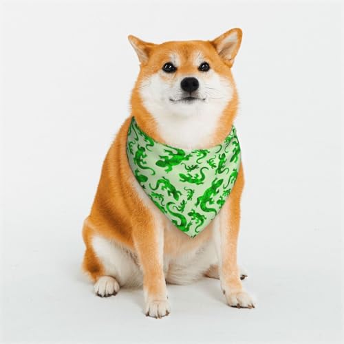 Kuilepa Hundehalstuch, Motiv: grüne Eidechse, Geburtstagsgeschenk, waschbar, für kleine bis große Hunde, Welpen, Katzen, Größe M von Kuilepa