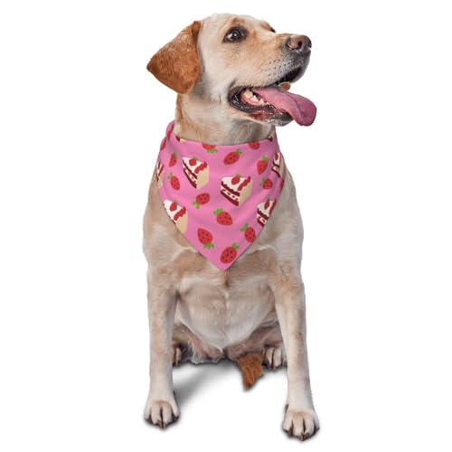 Kuilepa Hundehalstuch mit Erdbeerkuchen-Aufdruck, Geburtstagsgeschenk, waschbar, Weihnachts-Bandana, Schal für kleine bis große Hunde, Welpen, Katzen von Kuilepa