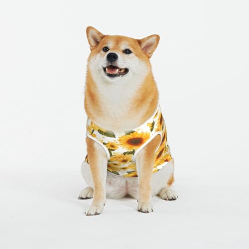Kuilepa Hundepullover mit Sonnenblumen-Aufdruck, für den Innen- und Außenbereich, Gelb mit Punkten von Kuilepa