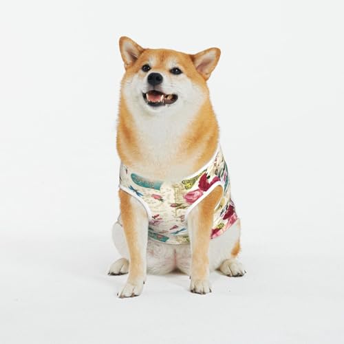 Kuilepa Hundepullover mit Vogel-Schmetterlings-Rosen-Druck, für kaltes Wetter, Hunde-Sweatshirt, Hundejacke für drinnen und draußen von Kuilepa