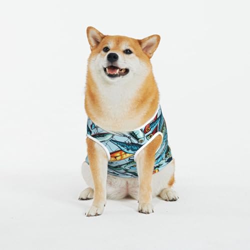 Kuilepa Hundepullover mit buntem Fischköderaufdruck, Pullover für kaltes Wetter, Hunde-Sweatshirt, Hundejacke für drinnen und draußen von Kuilepa