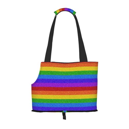 Kuilepa Hundetragetasche für kleine Hunde, bunte Glitzer-Regenbogen-Druck, weiche Seiten, Haustier-Tragetasche mit Taschen, tragbare mittelgroße Hunde, Welpen, große Katzen, Reisehandtasche für von Kuilepa