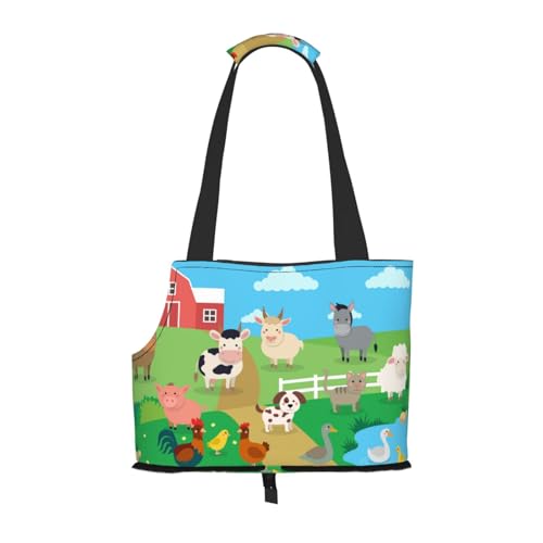 Kuilepa Hundetragetasche mit Bauernhoftier-Aufdruck für kleine Hunde, weiche Seiten, Haustier-Tragetasche mit Taschen, tragbare mittelgroße Hunde, Welpen, große Katzen, Reisehandtasche für Wandern von Kuilepa