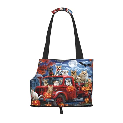 Kuilepa Hundetragetasche mit Halloween-Kürbis-Aufdruck für kleine Hunde, weiche Seiten, Haustier-Tragetasche mit Taschen, tragbare mittelgroße Hunde, Welpen, große Katzen, Reisehandtasche für Wandern von Kuilepa
