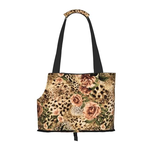 Kuilepa Hundetragetasche mit Leopardenmuster für kleine Hunde, weiche Seiten, mit Taschen, tragbar, mittelgroße Hunde, Welpen, große Katzen, Reisehandtasche für Wandern, Reisen, Outdoor von Kuilepa