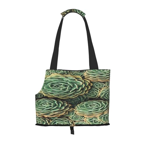 Kuilepa Hundetragetasche mit Sukkulenten-Aufdruck für kleine Hunde, weiche Seiten, Haustier-Tragetasche mit Taschen, tragbare mittelgroße Hunde, Welpen, große Katzen, Reisehandtasche für Wandern von Kuilepa