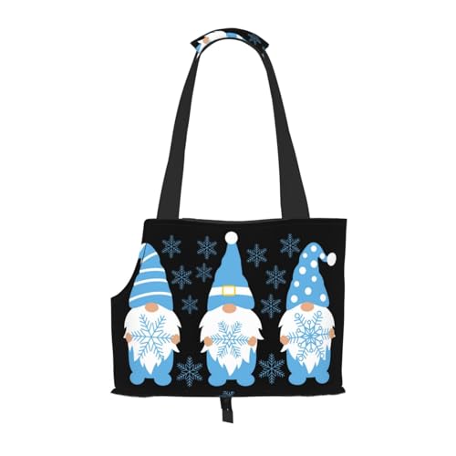 Kuilepa Hundetragetasche mit Weihnachtszwerg und Schneeflocken-Druck, weiche Seiten, Haustier-Tragetasche mit Taschen, tragbare mittelgroße Hunde, Welpen, große Katzen, Reisehandtasche für Wandern von Kuilepa