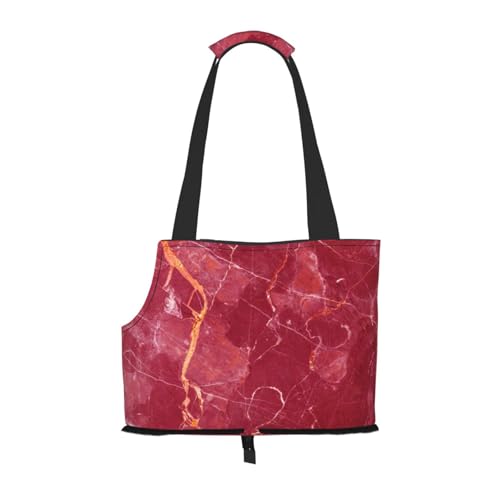 Kuilepa Hundetragetasche mit abstraktem rotem Marmor-Druck, weiche Seiten, Haustier-Tragetasche mit Taschen, tragbare mittelgroße Hunde, Welpen, große Katzen, Reisehandtasche für Wandern, Reisen von Kuilepa